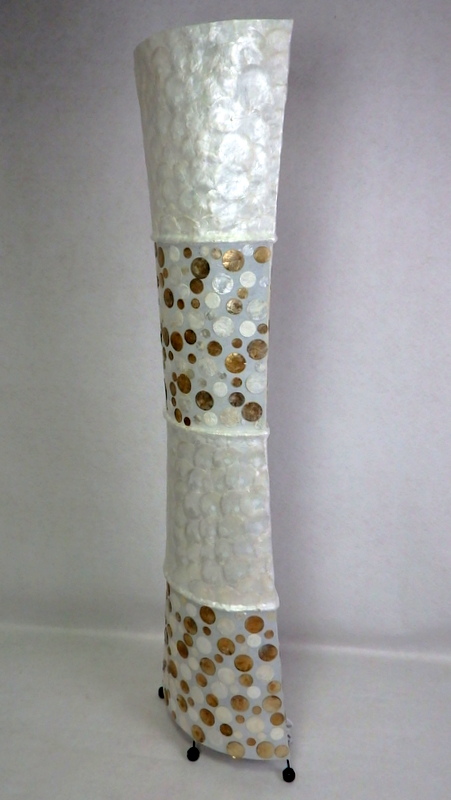 Stojacia lampa PERLA biela, pravá perleť, ručná práca