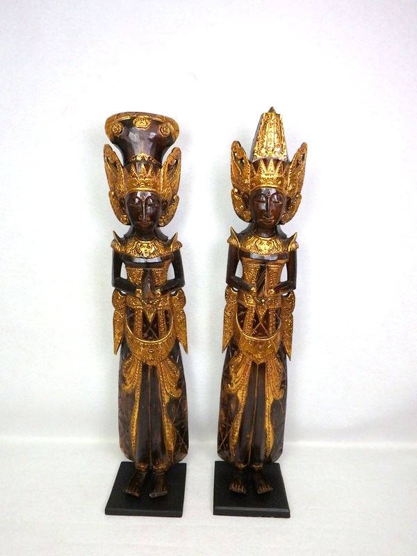 Sošky RÁMA SITA - pár 100 cm, hnedá zlatá, exotické drevo, ručná práca