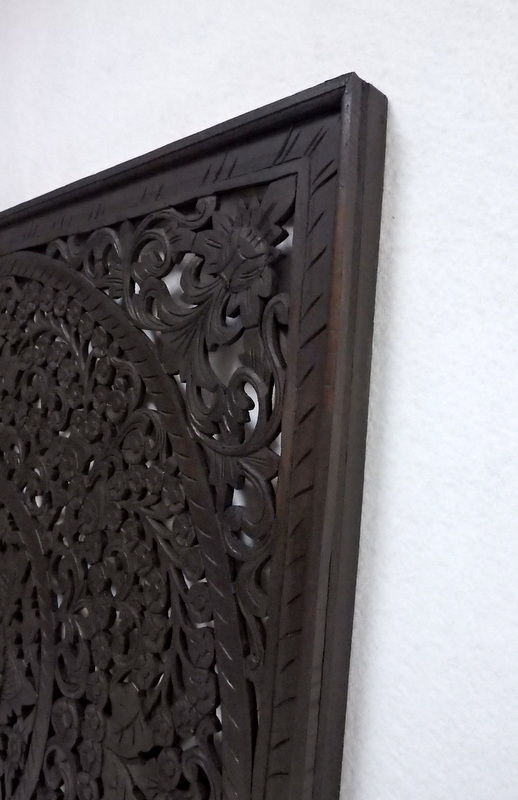 Dekorácia na stenu Mandala hnedá tmavá, 110x110cm, drevo, ručná práca