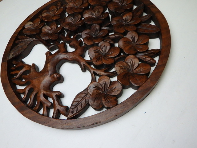 Mandala Strom života kvitnúci 3D, 40 cm, exotické drevo, ručná práca