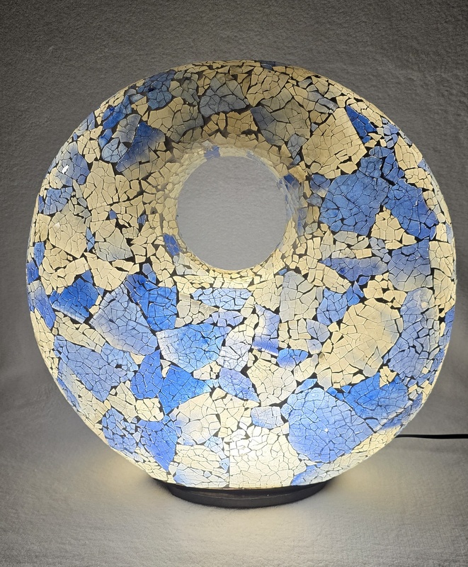 Stolná lampa Donat modrá, 45 cm, ručná práca