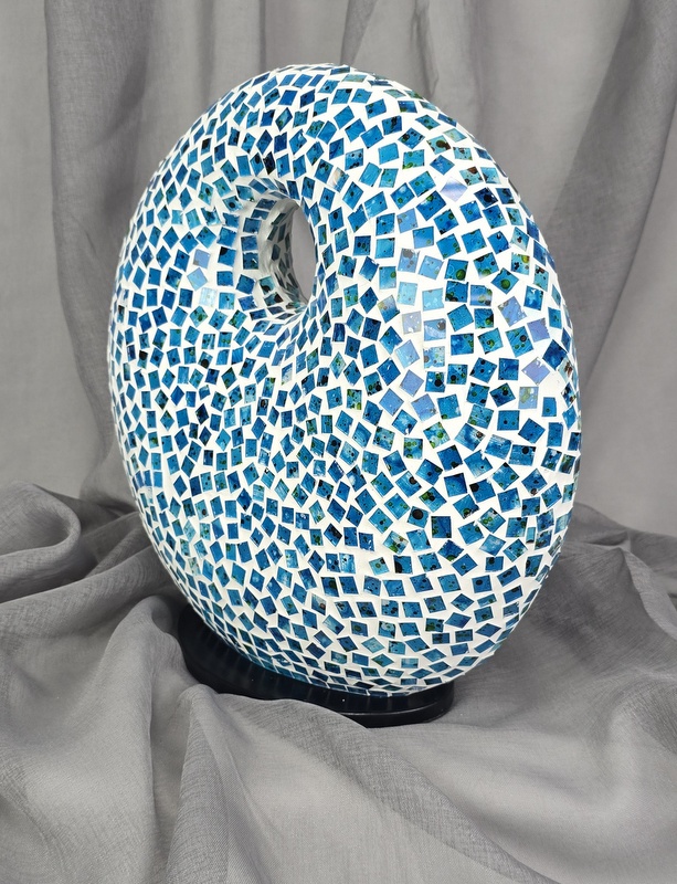 Lampa stolná modrá Donat, 35cm, ručná práca