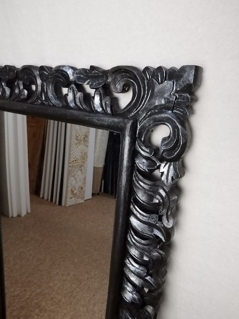 Zrkadlo LUGAR čierne ONYX, 100x60cm, exotické drevo, ručná práca