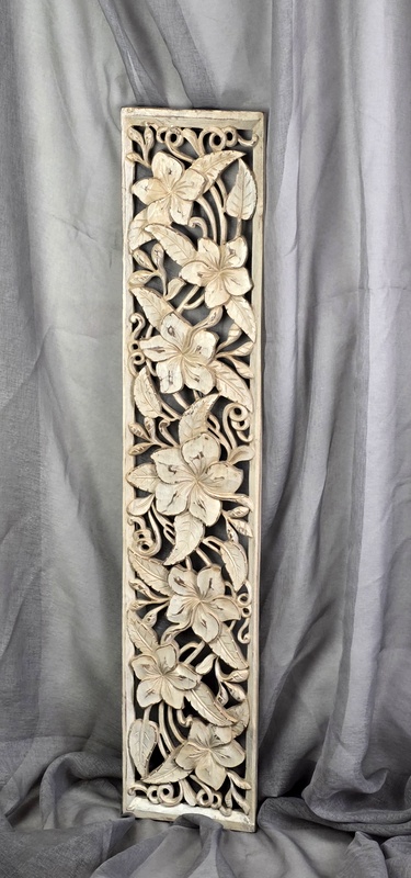 Dekorácia na stenu HYBISCUS béžová, 100 x 20 cm, exotické drevo, ručná práca