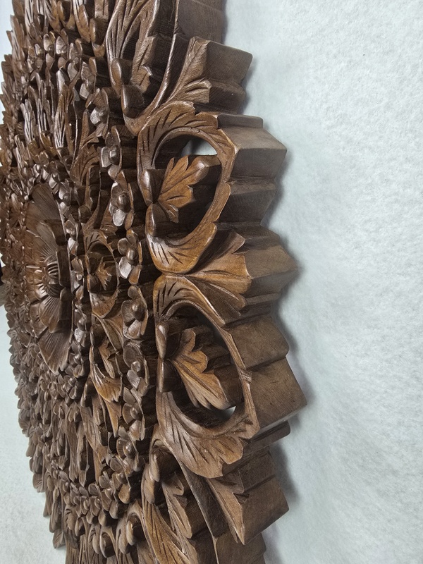 Dekorácia na stenu Mandala FELISITA, 90 cm, teak masív, okrúhla