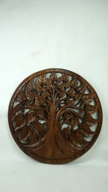 Dekorácia na stenu Strom života 90cm,hnedá, okrúhla, drevo, ručná práca
