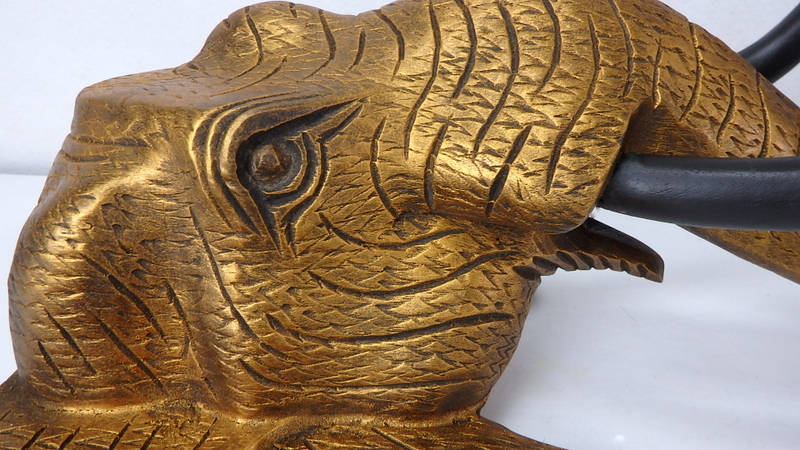 Dekorácia na stenu SLON hlava, zlatá, exotické drevo, ručná práca