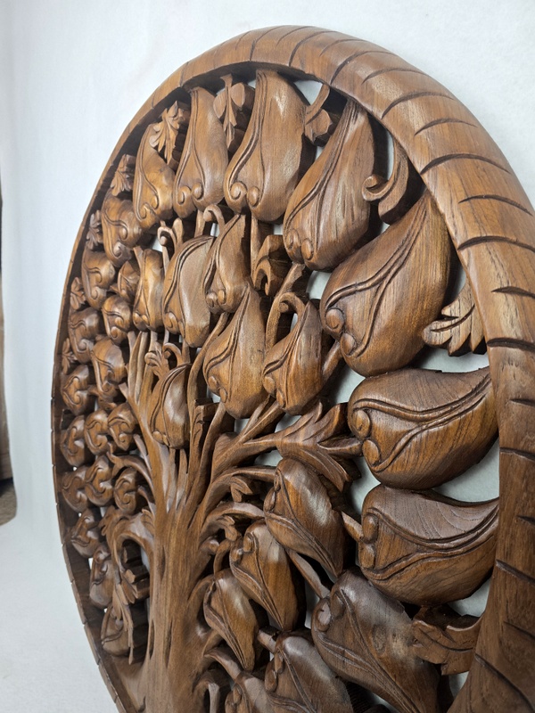 Dekorácia na stenu Strom života veľká mandala z masívu teak