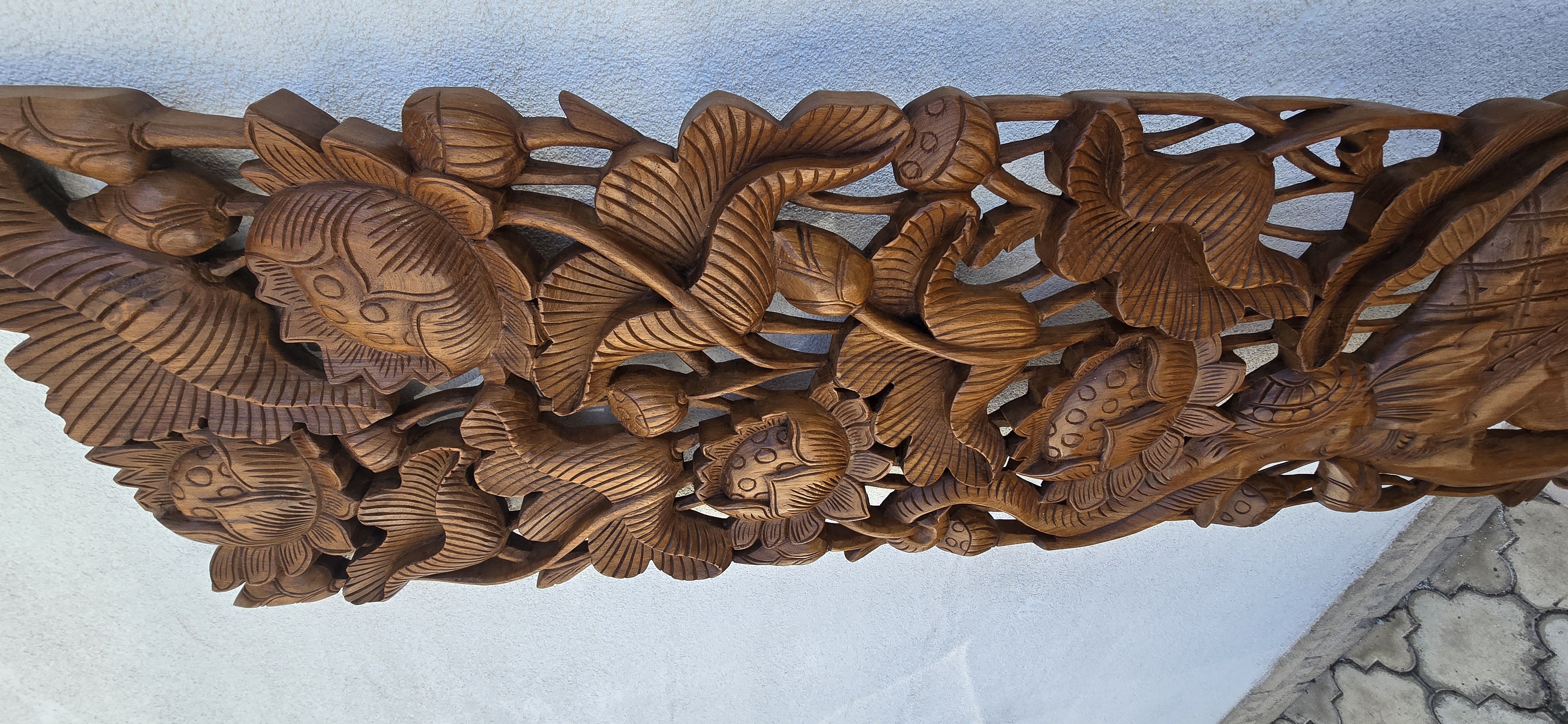 Dekorácia na stenu 180 cm - SLONY - teakové drevo, ručná práca 