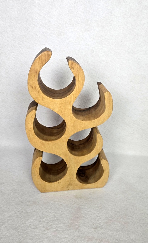 Stojan na 6 fľiaš - strom, exotické drevo, ručná práca