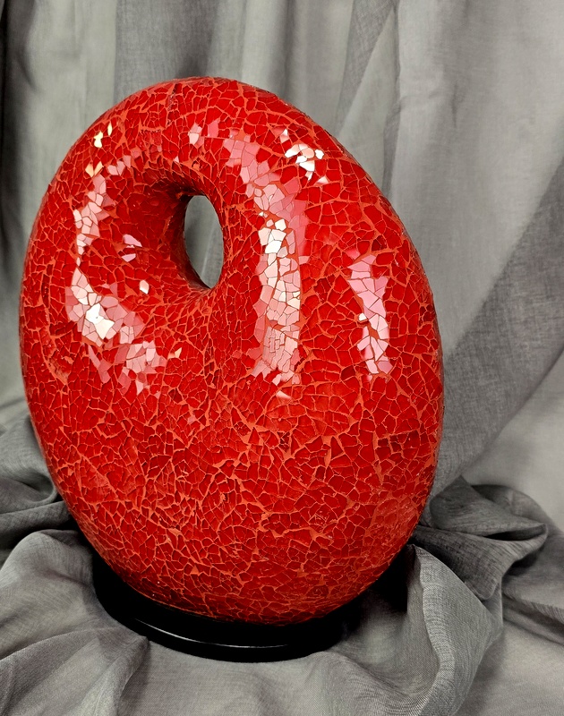 Stolná lampa červená DONAT, ručná práca 