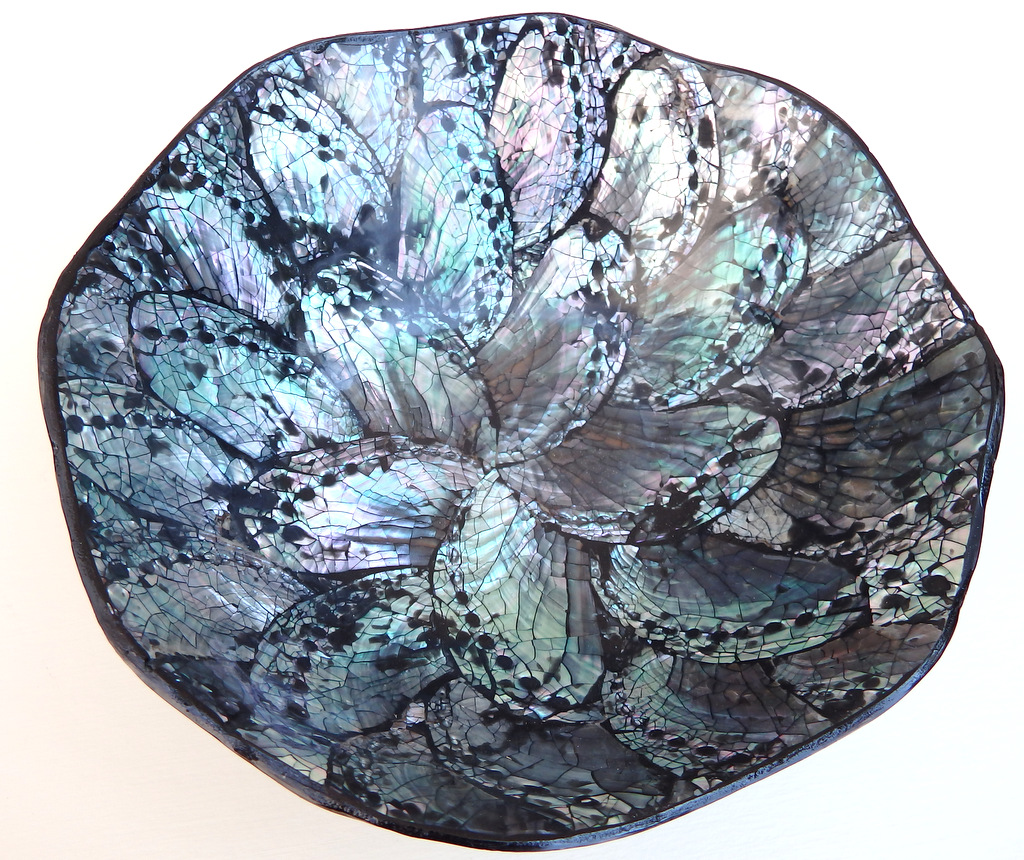 Misa okrúhla z pravej perlete, 24 cm, ručná práca