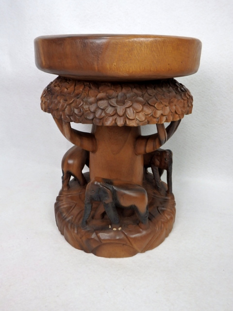 Odkladací stolík / taburet BUSUANGA, exotické drevo, ručná práca