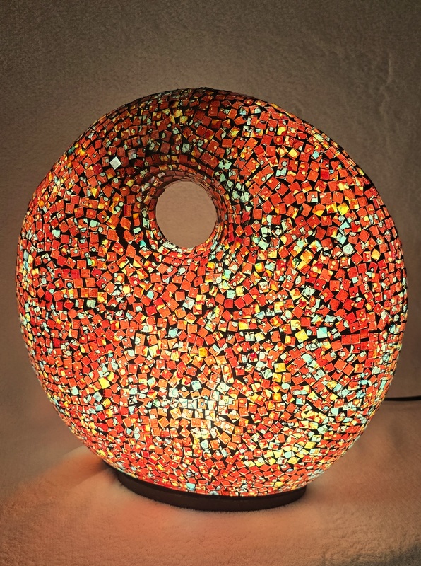 Stolná lampa ART DONAT, vínová, 36 cm ručná práca