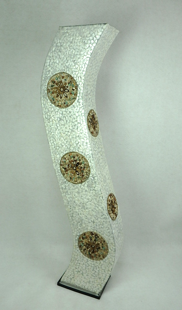 Stojacia lampa SIRIUS biela, 150 cm., pravá perleť, ručná práca