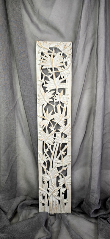 Dekorácia BAMBOO biela, 100x20 cm exotické drevo, ručná práca