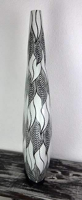 Stolná lampa SITA biela / čierna, 80 cm, obojstranne maľovaná