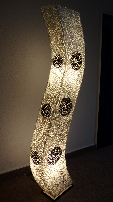 Stojacia lampa SIRIUS,  pravá  perleť, biela, ručná práca, 150 cm