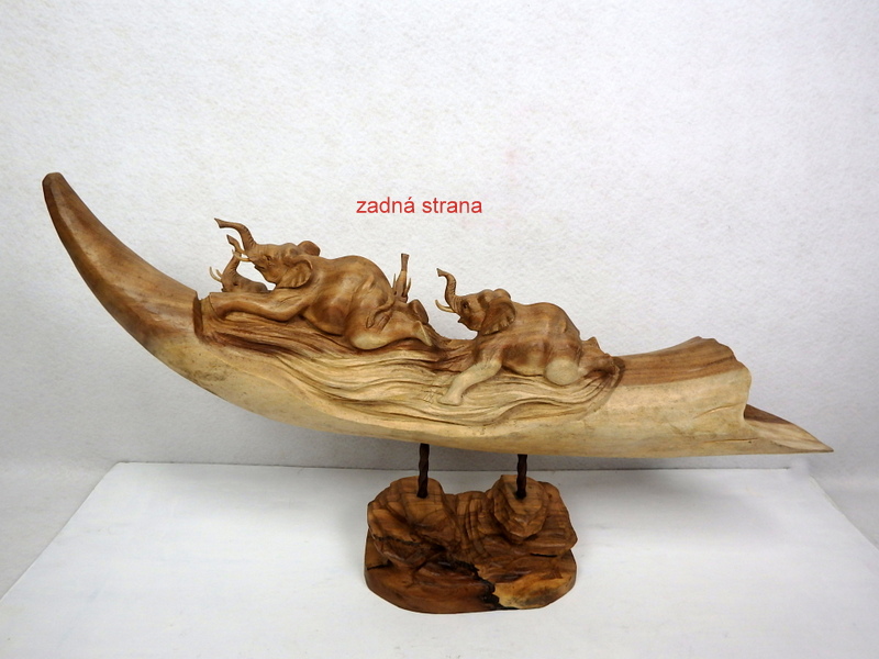 Socha Magic Elephants, 80 cm, majstrovská drevorezba, exotické drevo SUAR