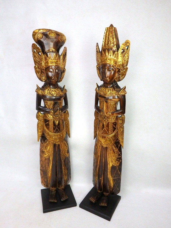 Sošky RÁMA SITA - pár 100 cm, hnedá zlatá, exotické drevo, ručná práca