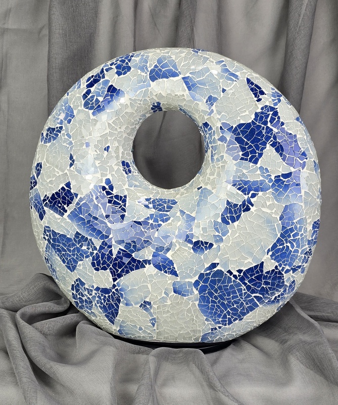 Stolná lampa Donat modrá, 45 cm, ručná práca