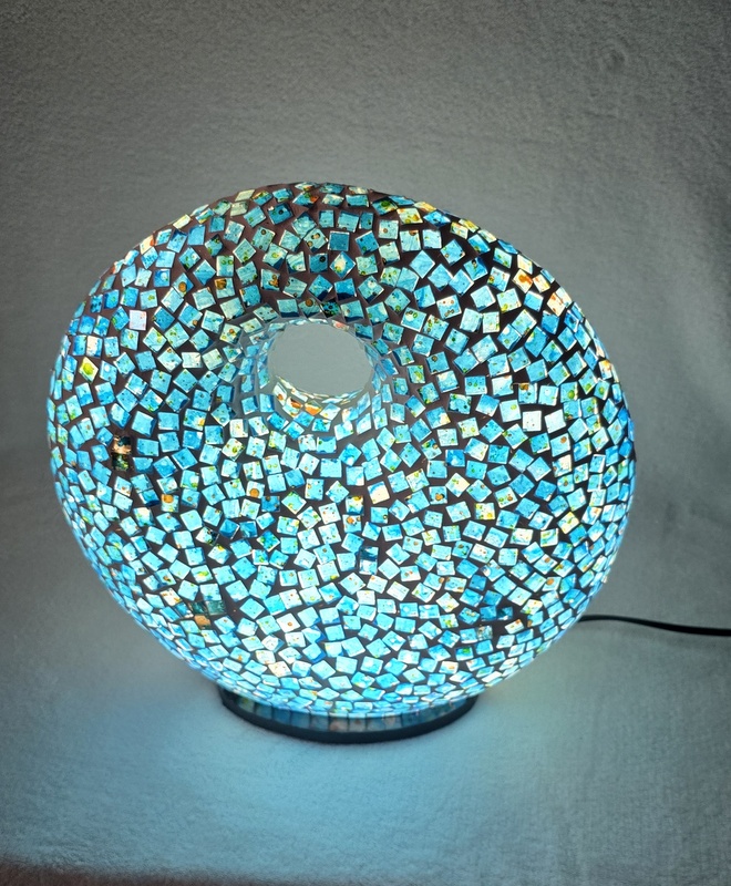 Lampa stolná modrá Donat, 35cm, ručná práca