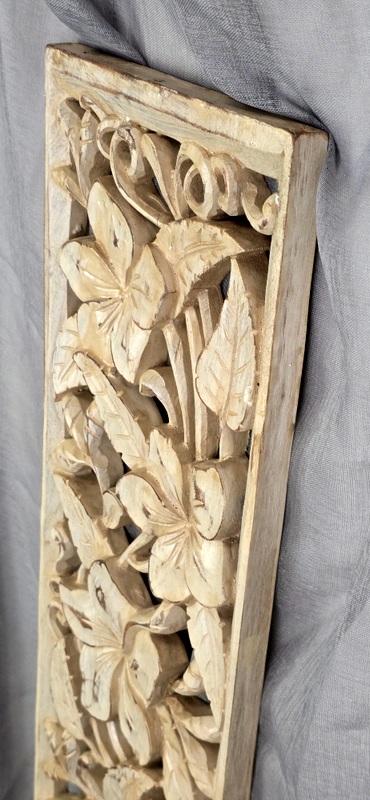 Dekorácia na stenu HYBISCUS béžová, 100 x 20 cm, exotické drevo, ručná práca