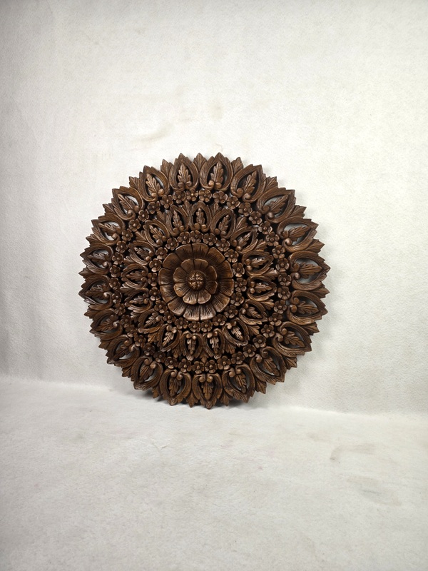 Dekorácia na stenu Mandala FELISITA, 90 cm, teak masív, okrúhla