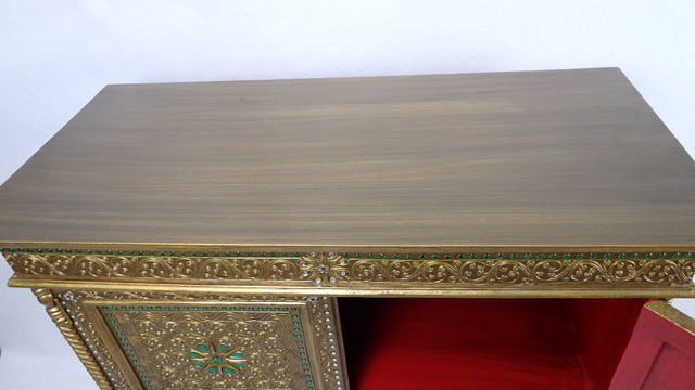 Skrinka zlatá CASTLE, exotické drevo, ručná práca 