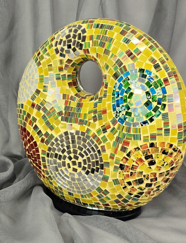 Stolná lampa ART DONAT, 37 cm, žltá farebná, ručná práca