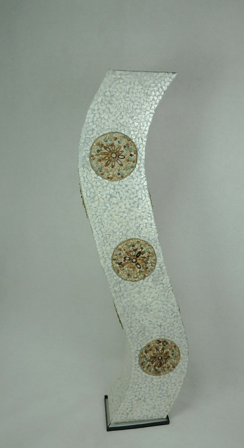 Stojacia lampa SIRIUS biela, 150 cm., pravá perleť, ručná práca