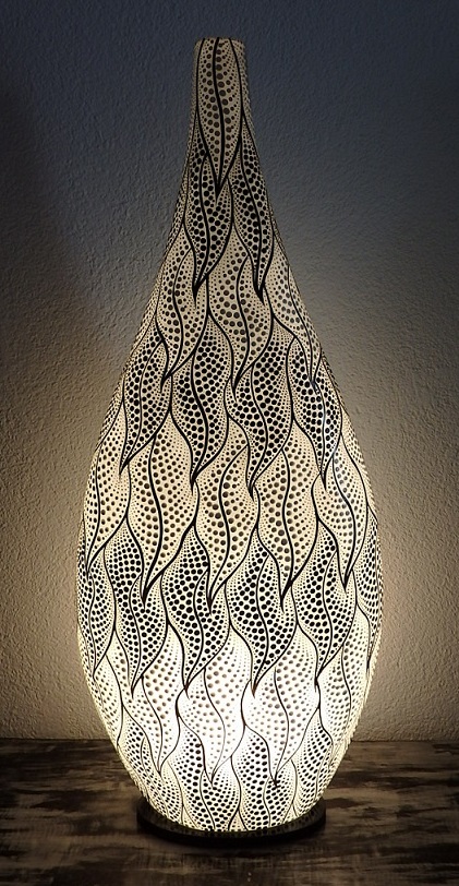 Stolná lampa SITA biela / čierna, 80 cm, obojstranne maľovaná