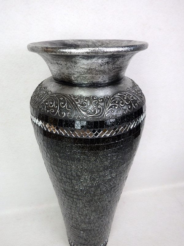 Váza RONA čierna, 80 cm, keramika, ručná mozaika