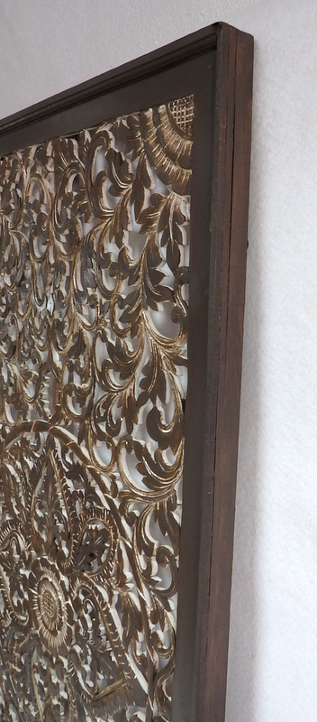 Dekorácia na stenu PANEL FLOWER - Mandala hnedá, 160x80 cm, drevo, ručná práca