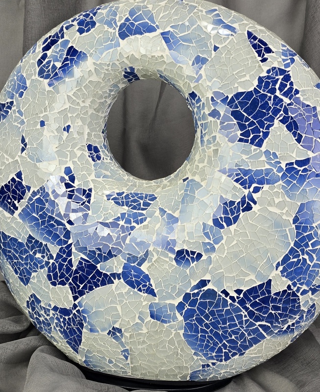 Stolná lampa Donat modrá, 45 cm, ručná práca