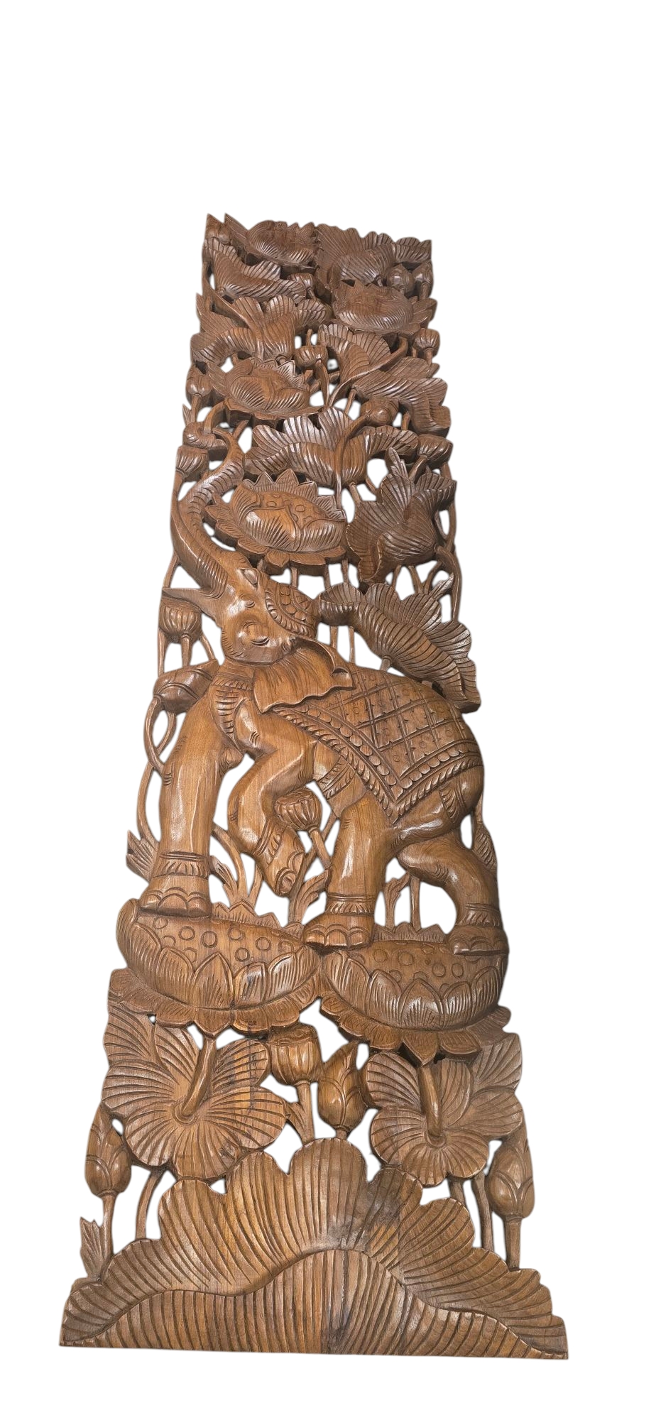 Dekorácia na stenu 180 cm - SLONY - teakové drevo, ručná práca 