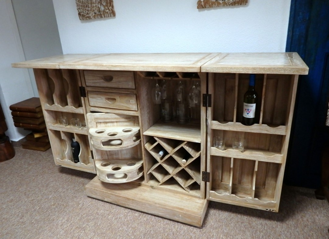  Skrinka barová teakové drevo CASANOVA , rozkladacia