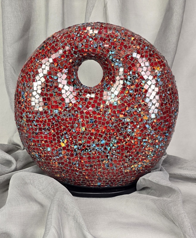Stolná lampa ART DONAT, vínová, 36 cm ručná práca