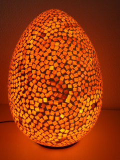 Stolná lampa oranžová EGG , ručná práca
