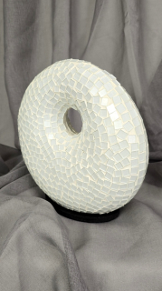Stolná lampa biela, Donat, 25 cm, ručná práca, mozaika