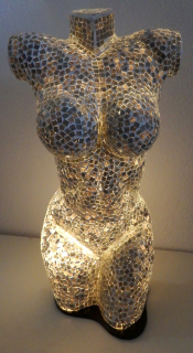 Dizajnová lampa - sivá - Torzo ženy 70 cm