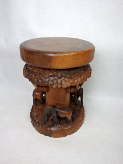 Odkladací stolík / taburet BUSUANGA, exotické drevo, ručná práca