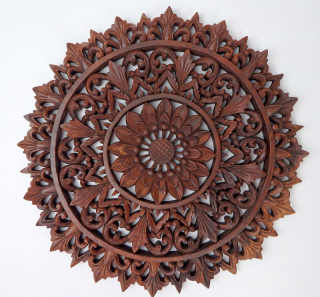 Dekorácia na stenu MANDALA Brown lace, hnedá, exotické drevo,, 40 cm