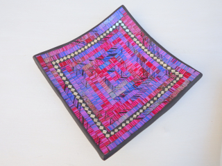 Miska fialová, hranatá, ručná mozaika