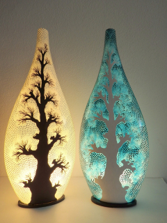 Stolná lampa STROM ŽIVOTA - obojstranne  ručne maľovaná, 80 cm