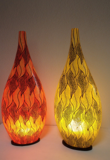 Stolná  lampa červená, žltá SITA, ručne maľovaná, 80 cm