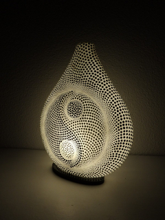 Stolná lampa JIN JANG biela, obojstranne maľovaná, 40 cm