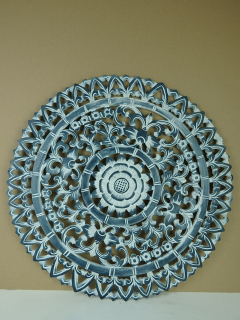 Dekorácia na stenu MANDALA modrá/biela, 60 cm