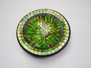 Miska zelená okrúhla, mozaika, ručná práca