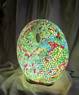 Stolná lampa DONAT zelená, 36 cm, mozaika, ručná práca, 